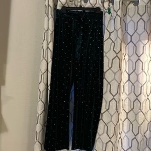 Dark green with rhinestone pattern velvet pants. Size s.